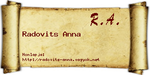 Radovits Anna névjegykártya